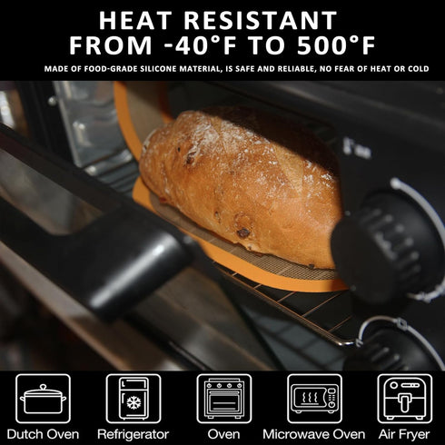 Silicone Bread Sling Oval and Round for Dutch Oven, KITMAL Non Stick Reusable Silicone Baking Mat with Long Handles Sourdough Bread Baking Supplie...