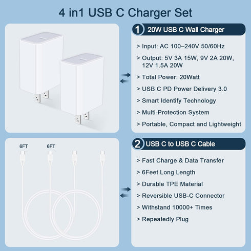 Type C Samsung Fast Charger for Samsung Galaxy S24/A15/A14 5G/A54/A53/S23,20W USB C iPhone 15 Charger Fast Charging for iPhone 15/15 Pro/15 Pro Ma...