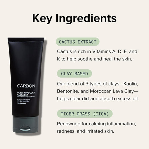 Cardon Men's Deep Pore Cleaning Clay Face Wash, 4x Better Than Charcoal, Oily, Acne-Prone Skin | Korean Premium Skin Care | Remove Face Oil & Dirt...