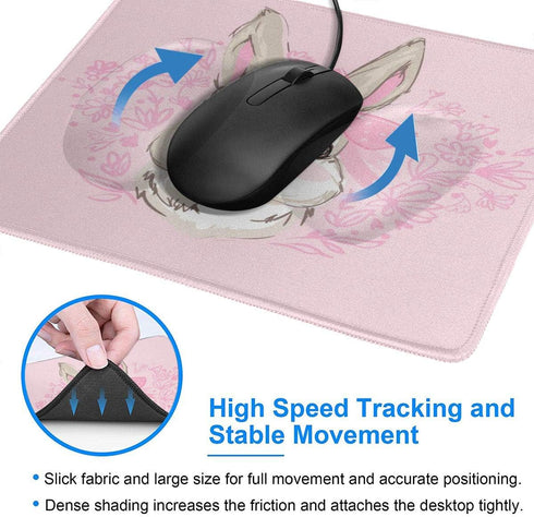 Cute Rabbit Non-Slip Rubber Round Mouse Pad,Gray Cute Rabbit Design Square Mouse Pad Home Office Computer...