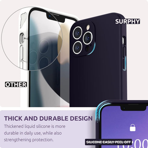 SURPHY Compatible with iPhone 13 Pro Max Case with Screen Protector, (Camera Protection + Soft Microfiber Lining) Liquid Silicone Phone Case 6.7 i...