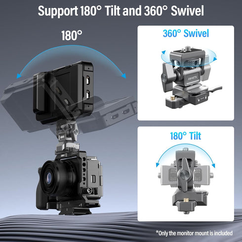 SIRUI Camera Monitor Holder with NATO System Mount, 360° Swivel and 180° Tilt Field Monitor Mount for 5” and 7” Monitor, NATO Rail Included, AM-MT...