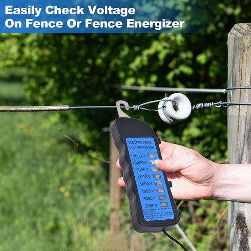 AYNEFY 12KV Electric Fence Voltage Tester,2000 to 12000V 8 Neon Indicator Lights Waterproof Electrical Fence Fault Finder Locator Checker Fence Vo...