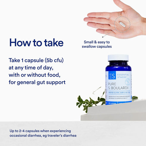 Essential Stacks Saccharomyces Boulardii Probiotics (Non-GMO & Gluten Free) - 5 Billion CFUs for Gut Health (60 Capsules)...