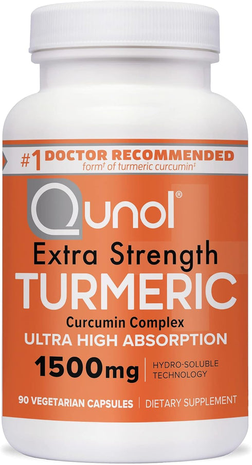 Qunol Turmeric Curcumin Capsules, 1500mg Extra Strength Supplement, Patented Hydro-Soluble Technology, Alternative to Turmeric Curcumin with Black...