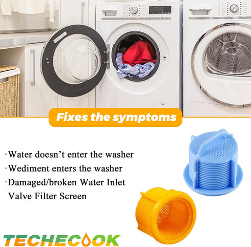 AGM73269501 Washer Water Inlet Valve Filter Screen by Techecook - Compatible for L-G Ken-more Washing Machine - Replaces 1810261, AP5202486, PS3618281, EAP3618281 L-G (Pack of 4)