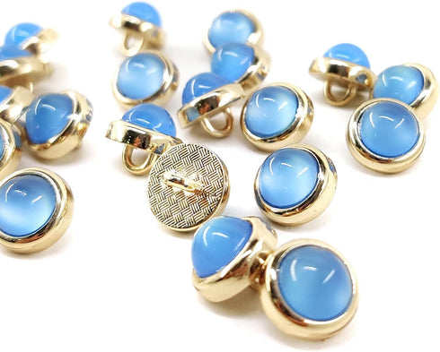 Blue Translucent Glass Sewing Shank Buttons 20 Pcs - 12.5mm, 1/2"...