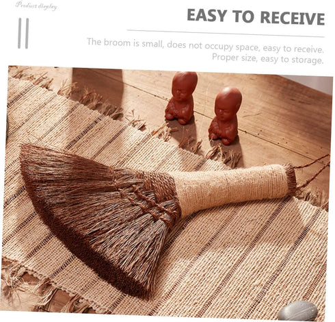 Small Broom Cleaning Soft Bristle Broom Natural Broom Cleaning Brooms Desktop Cleaning Brush Household Duster Brown Silk Light Brown Cleaning Acce...