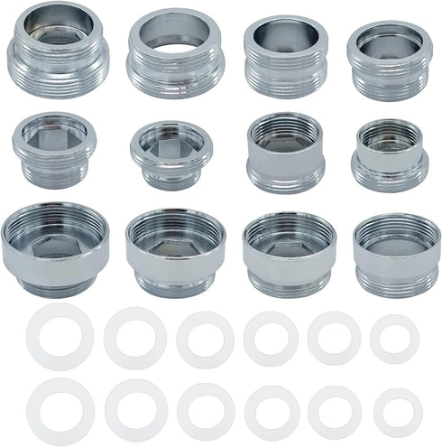 12 Pieces Faucet Adapter Kit Kitchen Aerator Adapter Male To Female,Male To Male Faucet Adapter Water Hose Adapter(Faucet Adapter Various Sizes)...