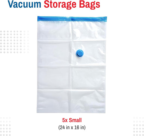 5 Pack Small Vacuum Storage Bags for Comforters, Blankets & Clothes – Vacuum Sealed Compression Bags with Hand Pump – Space Saver Storage Bags for...
