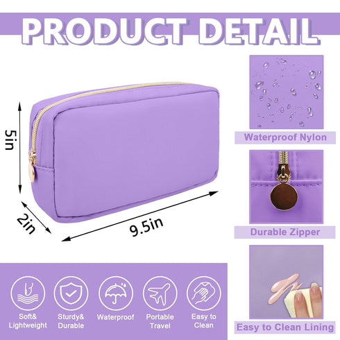 Waterproof Small Makeup Bag Pouch for Purse,Nylon Travel Toiletry Storage Bag Cute Preppy Cosmetic Bag for Women Girl,Waterproof Makeup Organizer ...
