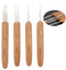 4pc Dreadlock Crochet Needle Hook for Hair Tool 0.75 0.5mm Crochet Hooks Needle for Hair Dreadlocks Bamboo Handle Weaving Needles Steel Crochet Ho...
