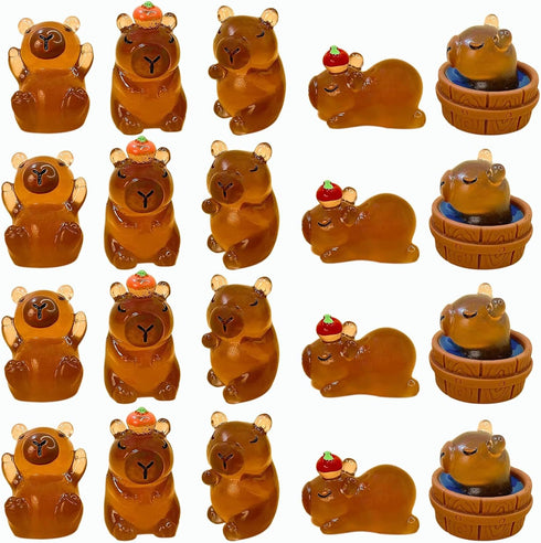 Luminous Capybara Mini Resin Animals Figurines,Desktop Tabletop Outdoor Craft Decor for Miniature Garden Accessories (20pcs)...