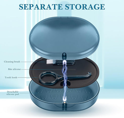 Linkidea Double-layer Retainer Storage Case with Mirror, Portable Aligner Storage Case with Removal Tool, Brush, Mouth Guard Denture Holder with M...