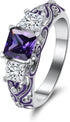Ginger Lyne Collection Cherri Purple Princess Cut Engagement Wedding Band Bridal Set...