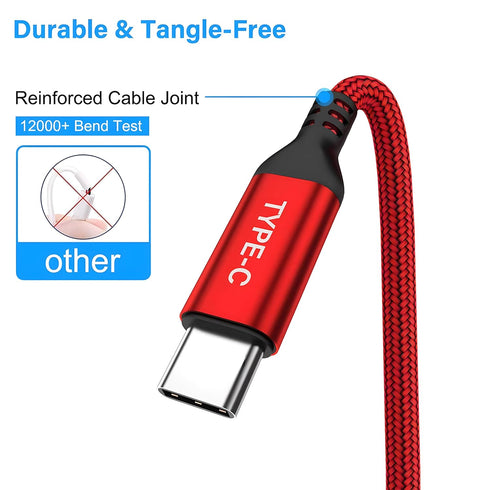 AkoaDa USB C Cable, 3-Pack (10ft+6.6ft+3.3ft) 3.1A USB A to USB-C Fast Charger Nylon Braided Cord Compatible with iPhone 15/15 Pro Max, Samsung Ga...
