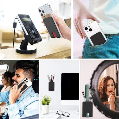 SHANSHUI Phone Card Holder, Silicone Ultra Slim Phone Wallet Stick on Credit Card Holder for Cell Phone Compatible for iPhone, Android & Most Smar...