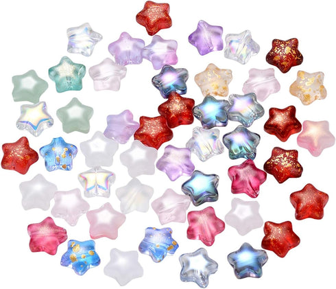 UR URLIFEHALL 100 Pcs Mixed Color Spray Painted Glass Star Beads for Earring Bracelet Necklace Jewelry DIY Craft Making...