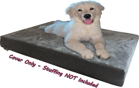 Dogbed4less DIY Pet Bed Pillow Grey MicroSuede Duvet Cover and Waterproof Internal case for Dog and Cat at 37X27X4 Inch - Covers only...