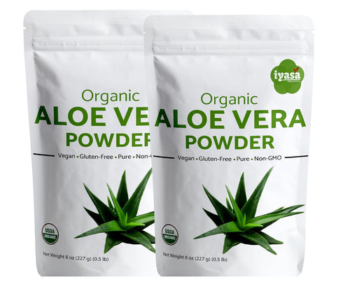 Organic Aloe Vera Leaf Powder, Bulk Pack of 16 oz/453 gram, Aloe Barbadensis, Herbal Cosmetics, Natural Hair & Skincare, Moisturizer, Superfood,Re...