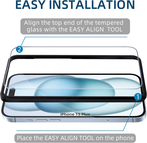 Arae Screen Protector for iPhone 15 Plus 6.7 inch, HD Tempered Glass Anti Scratch Work with Most Case, 6.7 inch, 3 Pack......