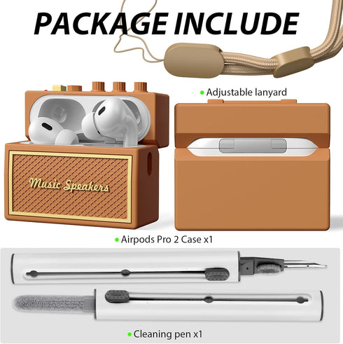 AirPods Pro 2nd Generation Case Cover with Cleaner Kit, Airpod pro case guitar amp Retro audio Design Soft Silicone Protective Cover for AirPods P...