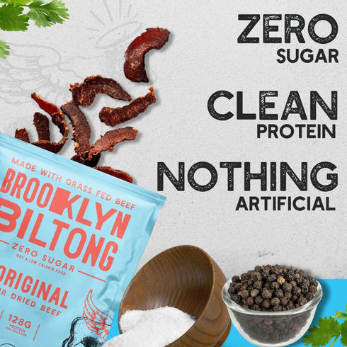 Brooklyn Biltong Air Dried Grass Fed Beef Snack, South African Beef Jerky (8 oz, Pack of 1) - Whole30 Approved, Paleo, Keto, Gluten Free, Sugar Fr...