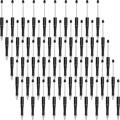 50Pcs Black Beadable Pens Plastic Bead Pen Black Ink Ballpoint Pens Diy Pens Cute Cool Pens for Journaling Students Teacher Bridal Graduation Gift...
