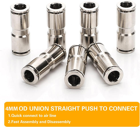 4mm Union Straight Push to connect fittings Stainless Steel Pneumatic Push Connectors,CEKER 4mm x 4mm Tube Quick Connect Fittings Air Line Fitting...