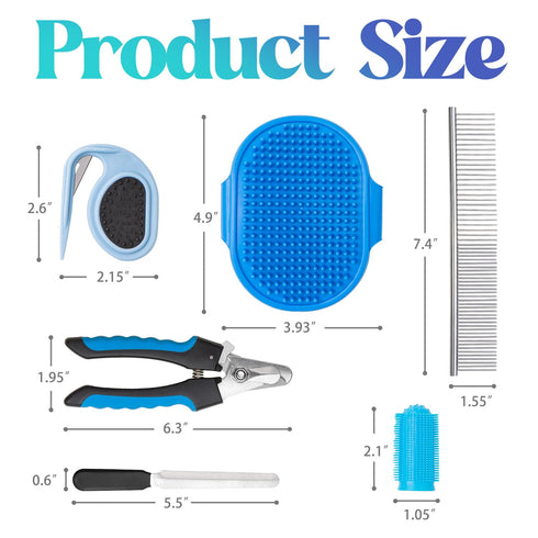 6 PCS Grooming Kit for Dogs Cats Comb Deshedding Dog Brush Pet Knot Opener Cleaning Slicker Brush Nail Clipper Toothbrush Pet Hair Removal Tool Wa...