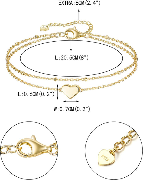 EVER FAITH Women's Heart Figure 8 Infinity Anklets Sparkly White Cubic Zirconia S925 Adjustbele Link Bracelet Jewelry...