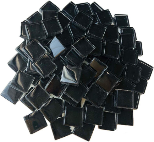 Mosaic Tiles Squares Black Crystal Mosaic Glass Tile for Crafts Bulk DIY Picture Frames Handmade Jewelry Coasters Art Material Decoration,1x1cm,10...