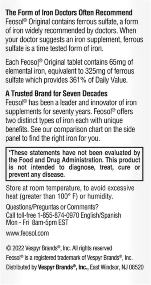 Feosol Original Ferrous Sulfate Iron Supplement , 120 CT (Pack of 3)...