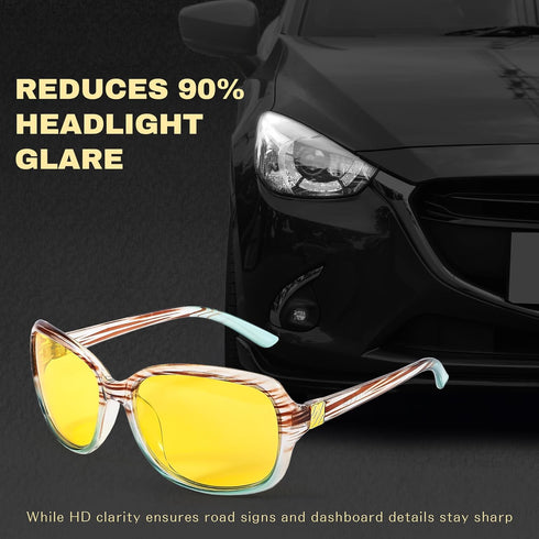 SIPHEW Night Driving Glasses for Women, Anti Glare Polarized Yellow Lens Night Vision Glasses for Nighttime/Rainy/Foggy....