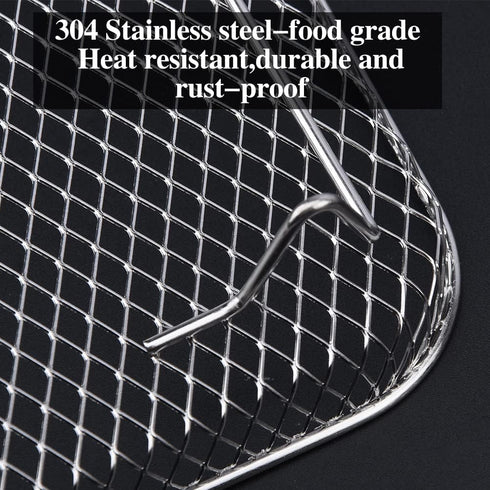 8" Air Fryer Rack for Air Fryer, Stainless Steel Three-Layer Air Flow Rack with Rus-tproof Oil Brush Food Clip,Air Fryer Accessories Fit all 5.8QT...