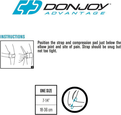 DonJoy Advantage DA161EB01-BLK Golf/Tennis Elbow Lightweight Strap for Golfer's and Tennis Elbow, Adjustable Neoprene Fabric, Right or Left, Fits ...