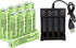 8PCS 1.2V 1800mAh Ni-MH AA Rechargeable Battery with 4 Slot USB Charger for Wireless Microphones, Electric Toys, Remote Mice, Calculators, Razors,...