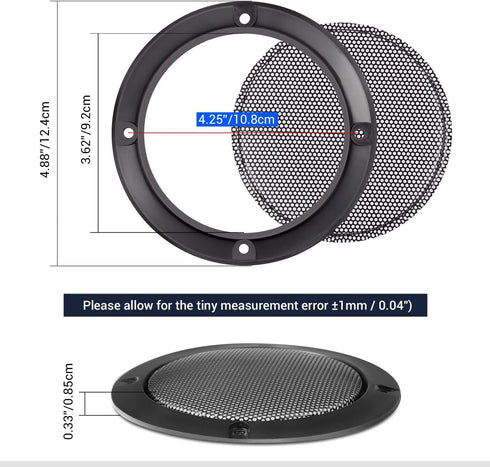 Facmogu 2PCS 4in Black Round Speaker Grills Cover, Metal Mesh Speaker Grille Replacement for 4 Inch Woofer Speakers Decorative & Protection, Steel...