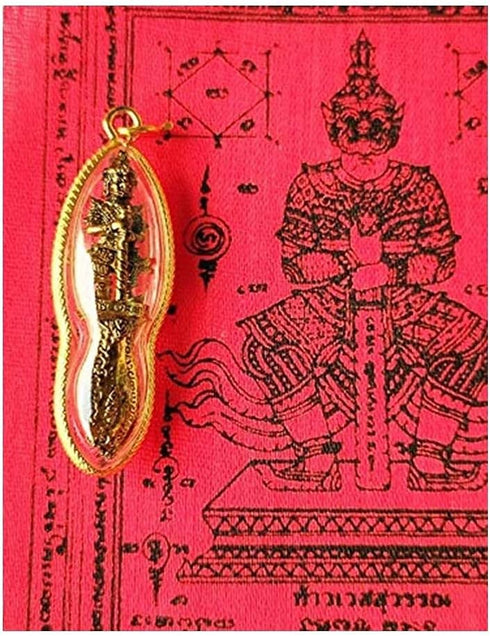 Thai Magic Amulet Power Wessuwan Giant God Statue Waterproof Pendant & Pha Yant Wessuwan Giant God Talisman Cloth Mantra Protection Danger Evil Sp...