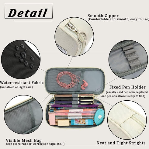 FUXINGYAO Pencil Case, Multi- Slot Pencil Pouch, Portable Pencil Bag, Pen Case for& Office(White)...