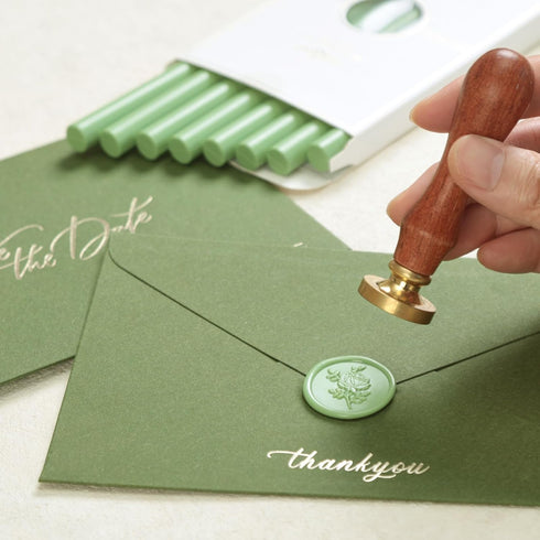 UNIQOOO Mailable Glue Gun Sealing Wax Sticks for Wax Seal Stamp - Moss Green, Great for Wedding Invitations, Cards Envelopes, Snail Mails, Wine Pa...