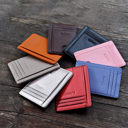 Buffway Slim Minimalist Front Pocket RFID Blocking Leather Wallets for Men and Women - Sand Black...