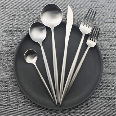 JASHII Luxury Flatware, Silverware Sets, 6-pieces Elegant Cute 18/10 Stainless Steel Silverware Set for Eating Home Kitchen Hotel Restaurant, Serv...