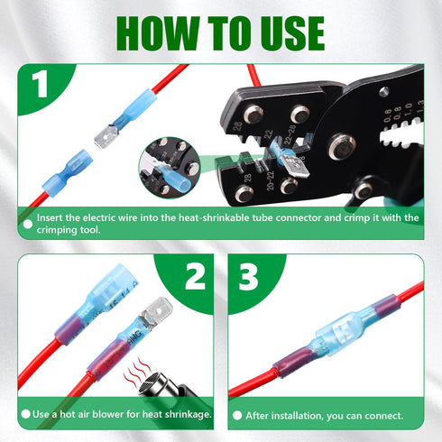 Twidec/230PCS Heat Shrink Spade Connectors Kit 22-10 AWG Female and Male Spade Terminlas Quick Disconnect Connectors Fully Insulated Electrical Wi...