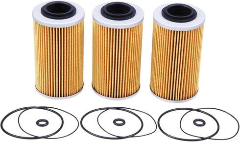 ZTUOAUMA 3X Oil Filters 420956741 420956740 with O-Ring Seals for Sea Doo GTI GTS SE GTR GTX SC RXP RXT RXPX RXTX Wake and All 4-Tec 130HP 185HP 2...