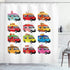 Ambesonne Truck Shower Curtain, Ice Cream Doughnut Burgers Pizza Sushi Hotdog Colorful Food Truck Illustration, Cloth Fabric Bathroom Decor Set wi...