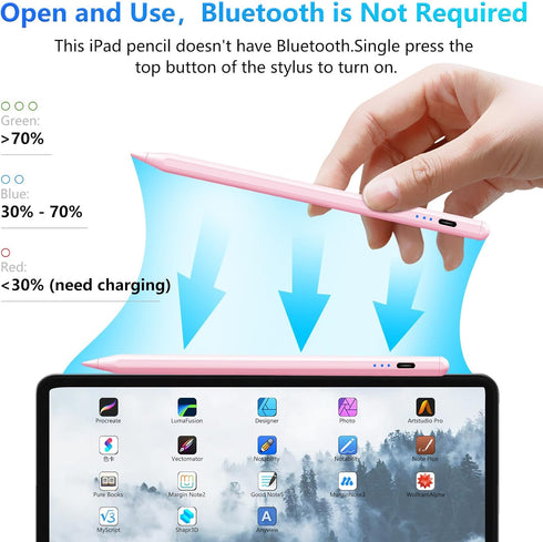 Stylus Pen for iPad 9th&10th Generation - iPad Pencil 2nd Generation, Fast Charge Active Pencil Compatible with 2018-2024 Apple iPad Pro11&12.9 in...