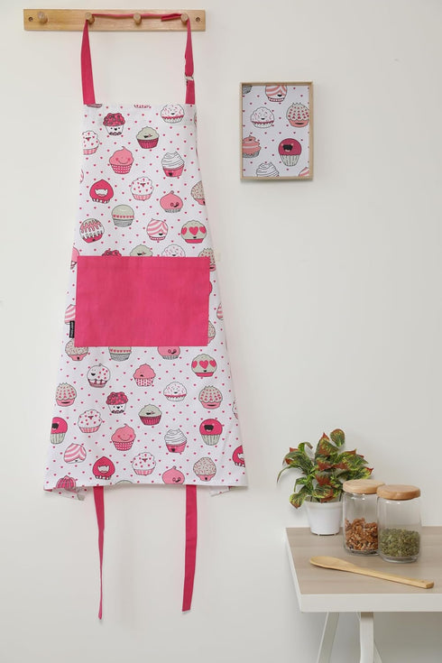 AMOUR INFINI Cotton Aprons for Women with Pocket, Adjustable Strap and Waist Ties Printed Aprons for Baking, Cooking, Gardening (27.5 x 33 Inches)...