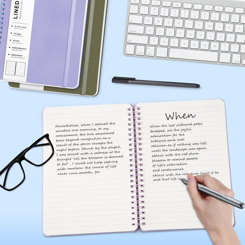 ABERLLS Purple Lined Spiral Journal Notebook with 160 Pages, 8×5.7in, A5 Spiral Notebook, Journaling Notebooks for Work, School, Women, Men, Colle...