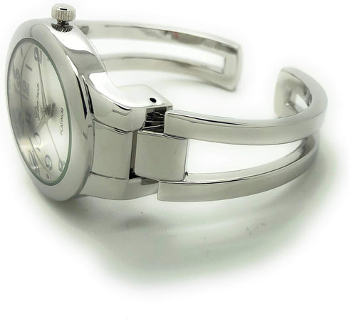 Ladies Round Elegant Simple Casual Metal Bangle Cuff Fashion Watch Easy Reader Dial...